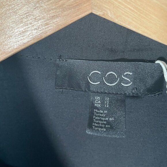 COS Gathered Shirt Dress 12 Black Scandi Girl Whimsigoth NEW - Picture 7 of 8